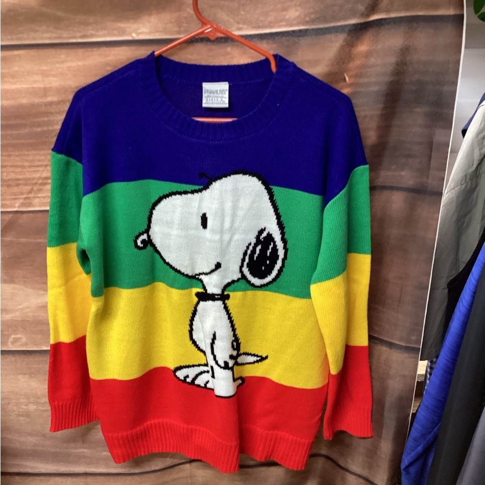 Peanuts Snoopy Striped Sweater - Blue, Green, Yellow, Red